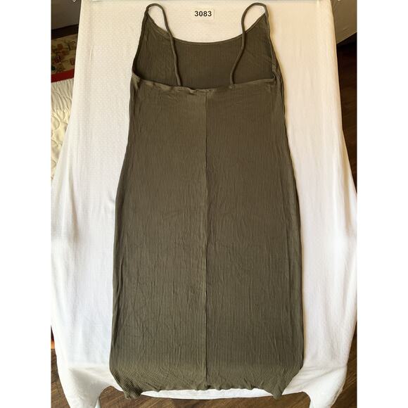 H&M Women Midi Dress M Olive Tank Dress Sleeveless Stretchy - Picture 8 of 8